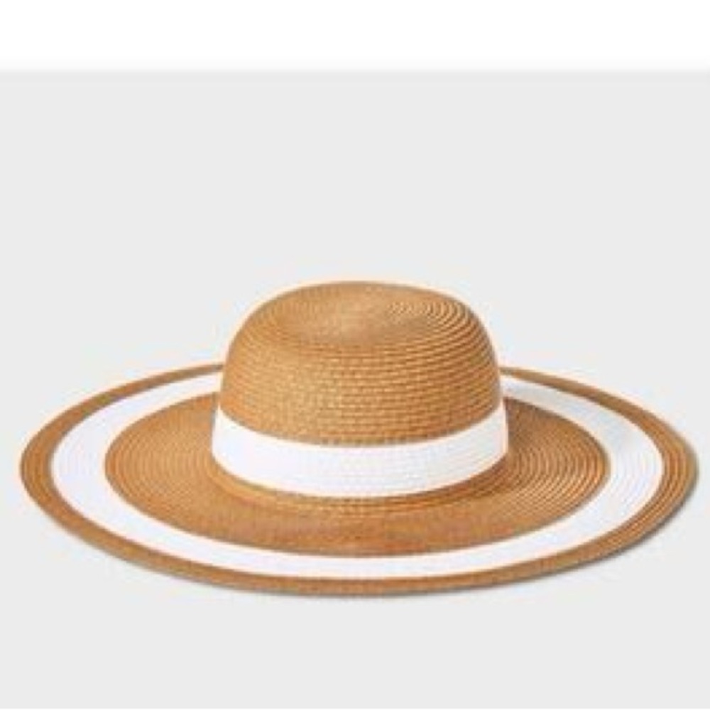 Shade & Shore NWT Tan and White Wide Brim Sun Hat New With Tags